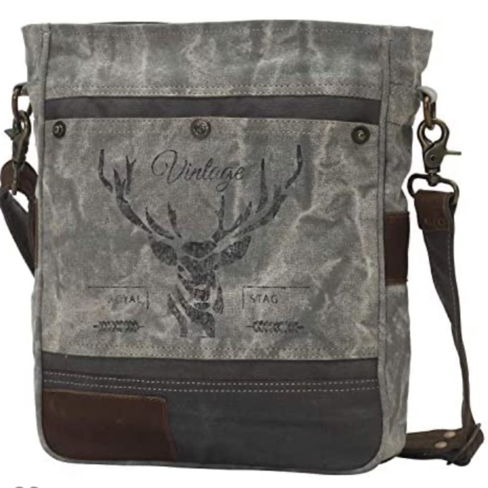 Royal vintage upcycled  canvas shoulder bad